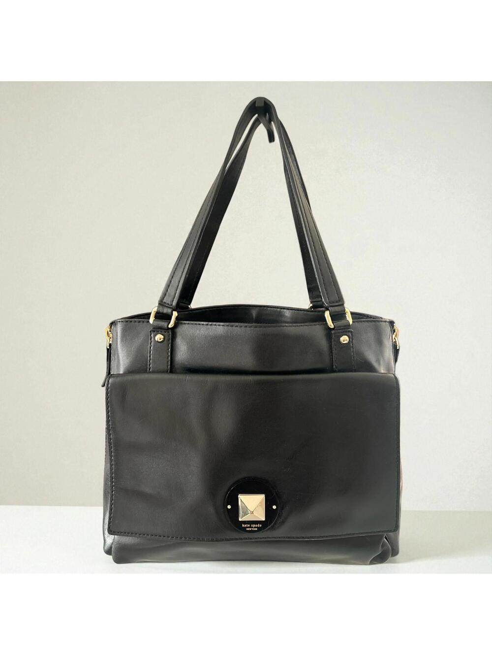 Kate Spade Varick Street Austin Black Leather Suede Satchel Handbag Medium NWT